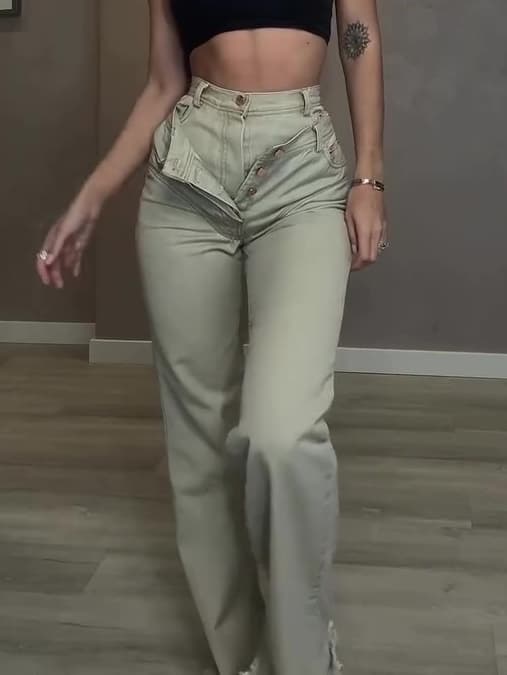 High Waist Double Jeans 1