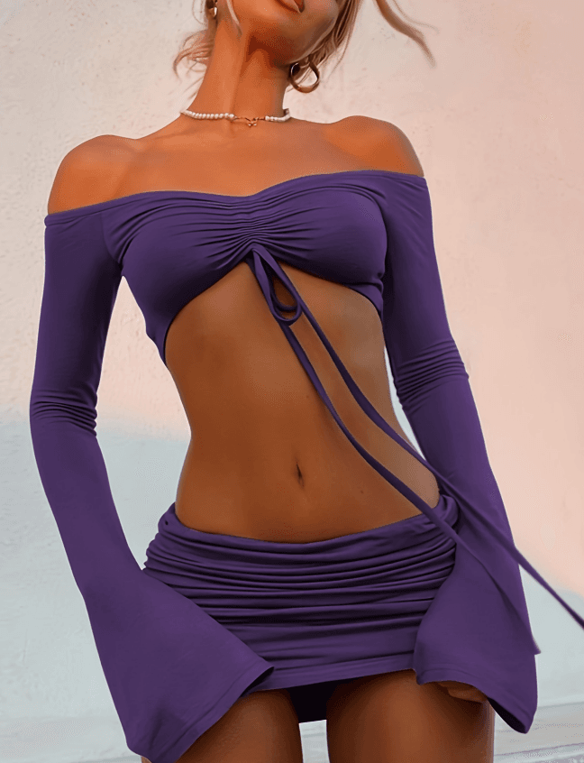 Drawstring Drop Набран Паднат РаменСет од Два Дела Сукња Сет Y2k color variant