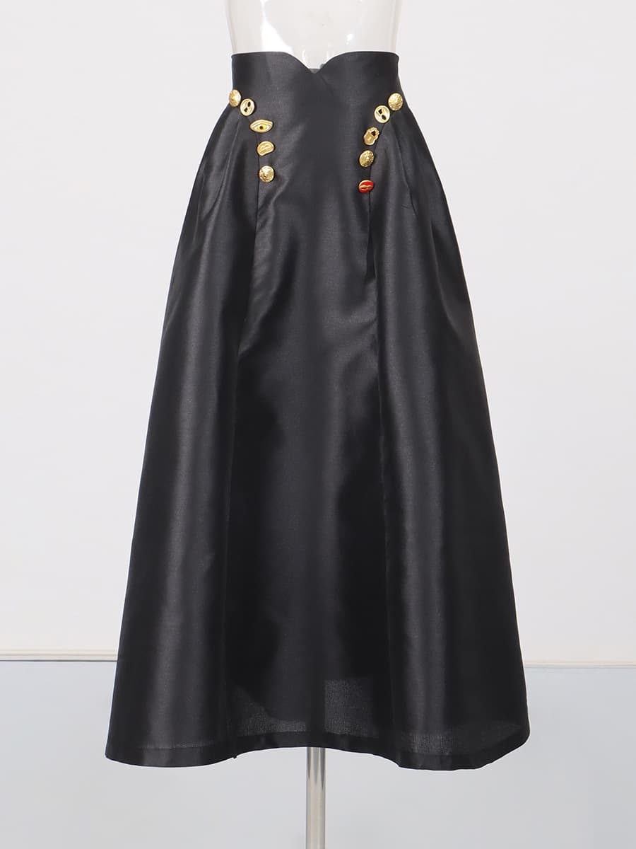 Irregularly Shaped Копче-decorated Плисиран Миди Сукња color variant