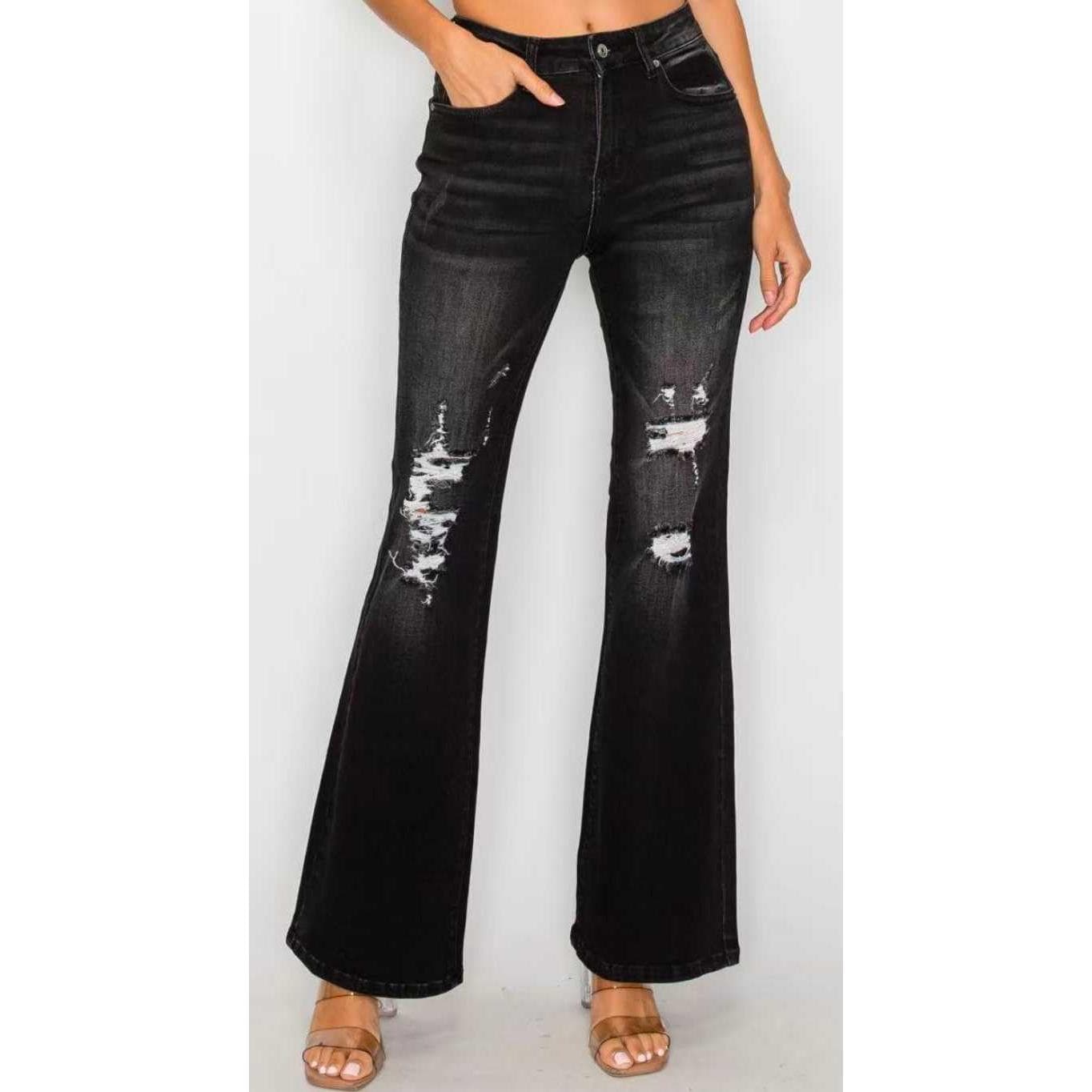 Black Low Waist Bell Bottom Jeans 1
