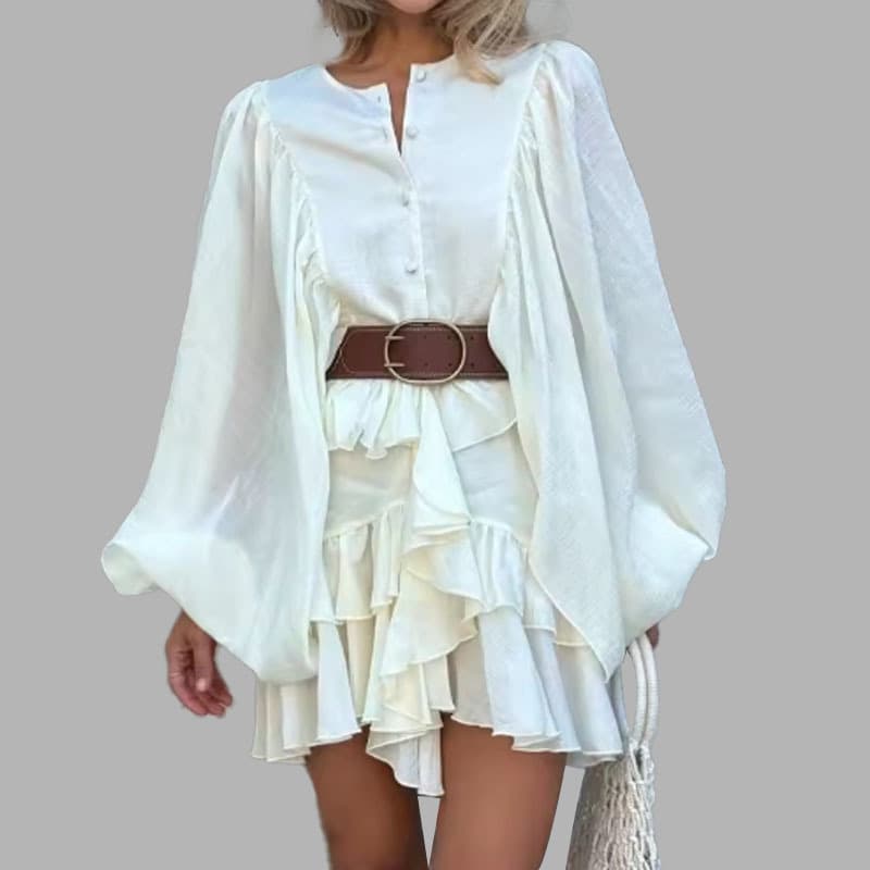 Кежуал Елегантен Карнерест Долги Ракави Фустан color variant