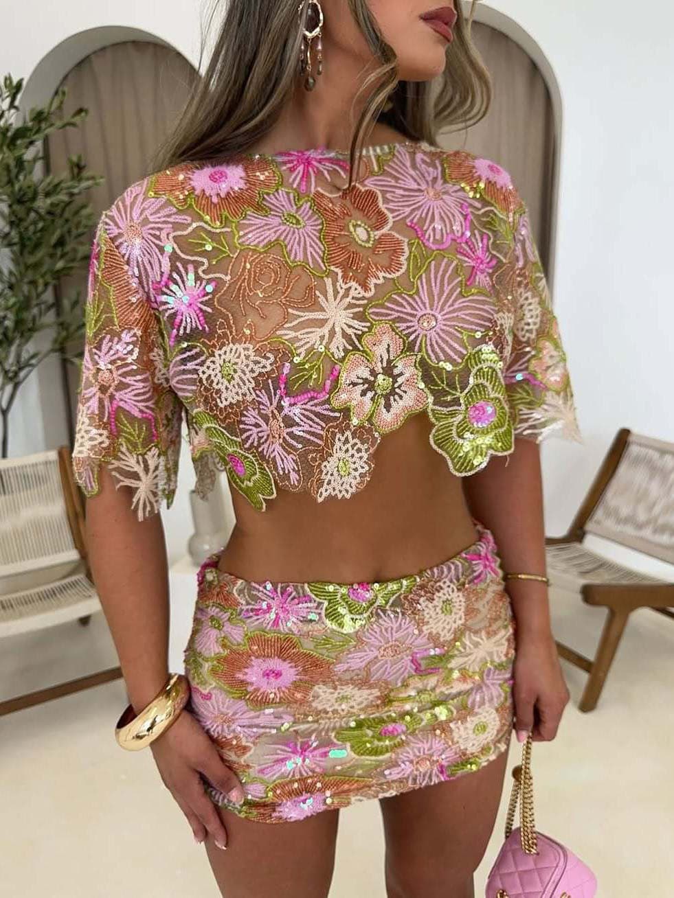 Embroidered Sequined Heavy-duty Party Dress Set 1