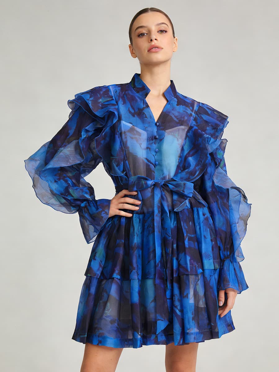 V-Деколте Карнерест Врзување-Струк Фустан color variant