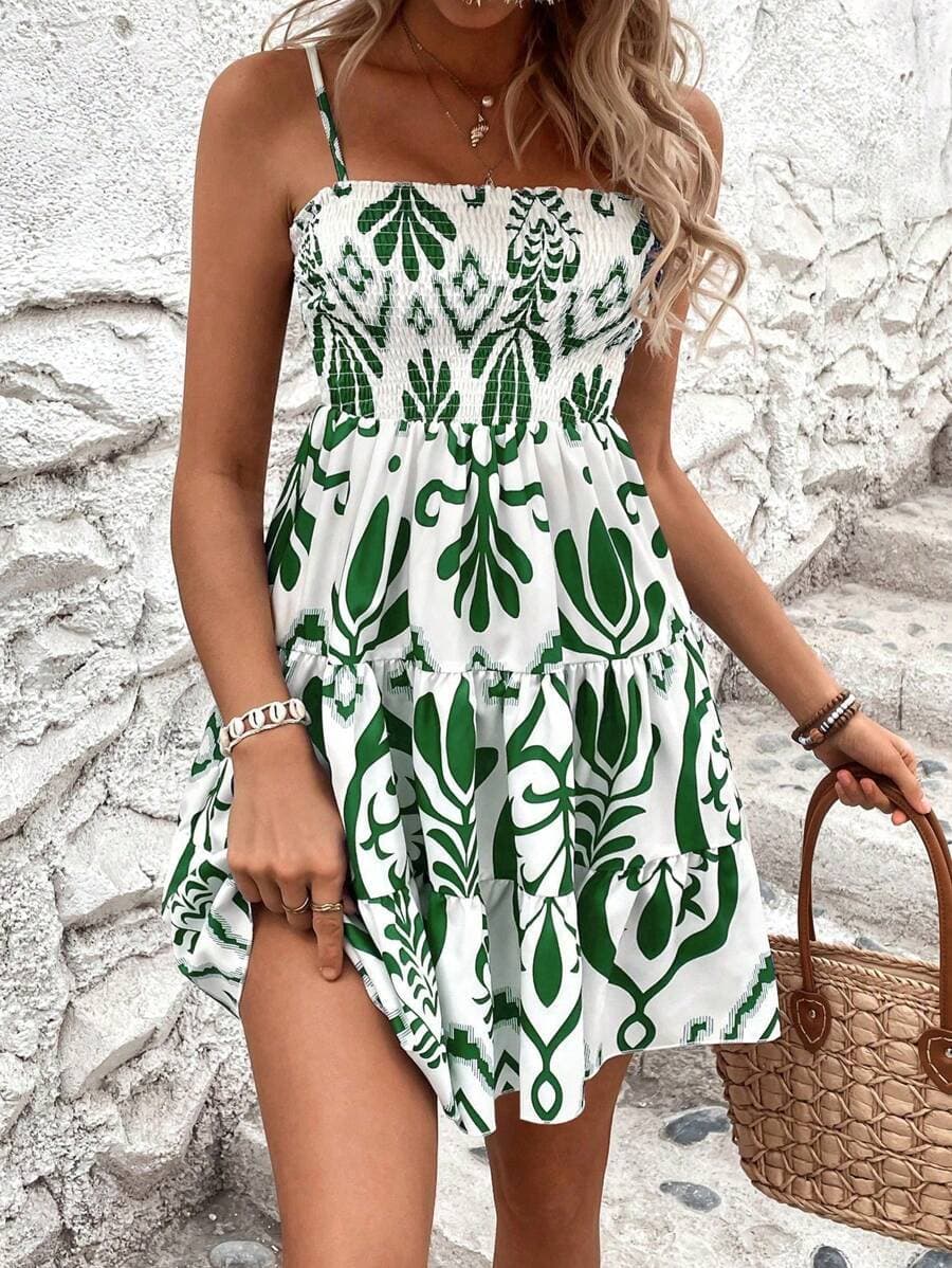 Plant Принт Набран Камисол Фустан color variant