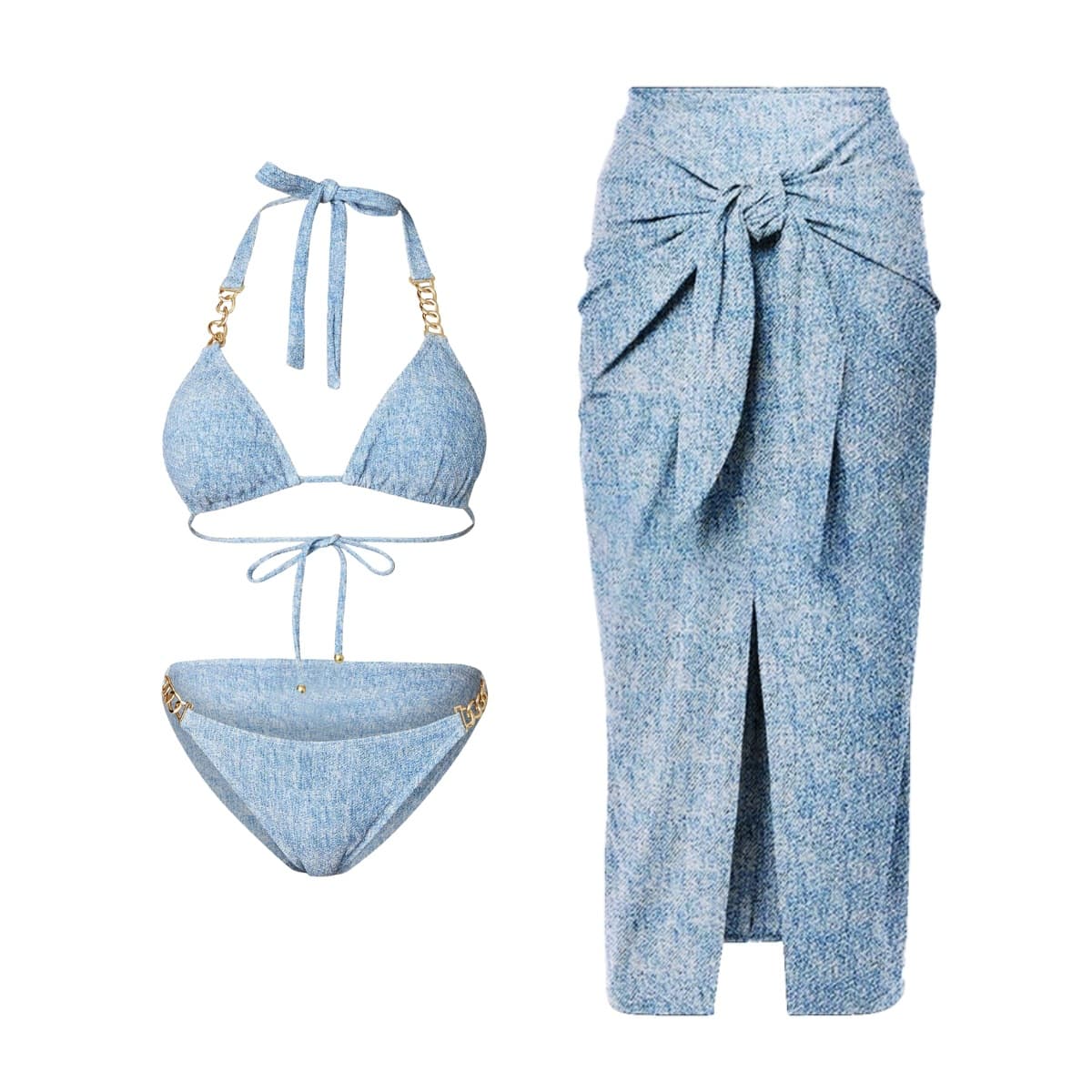 Triangular Секси Фармерски Принтан Сет од Два Дела Капини Костим Сет за color variant