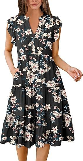 Лето Елегантен Принтан Фустан со Карнерест Ракав color variant