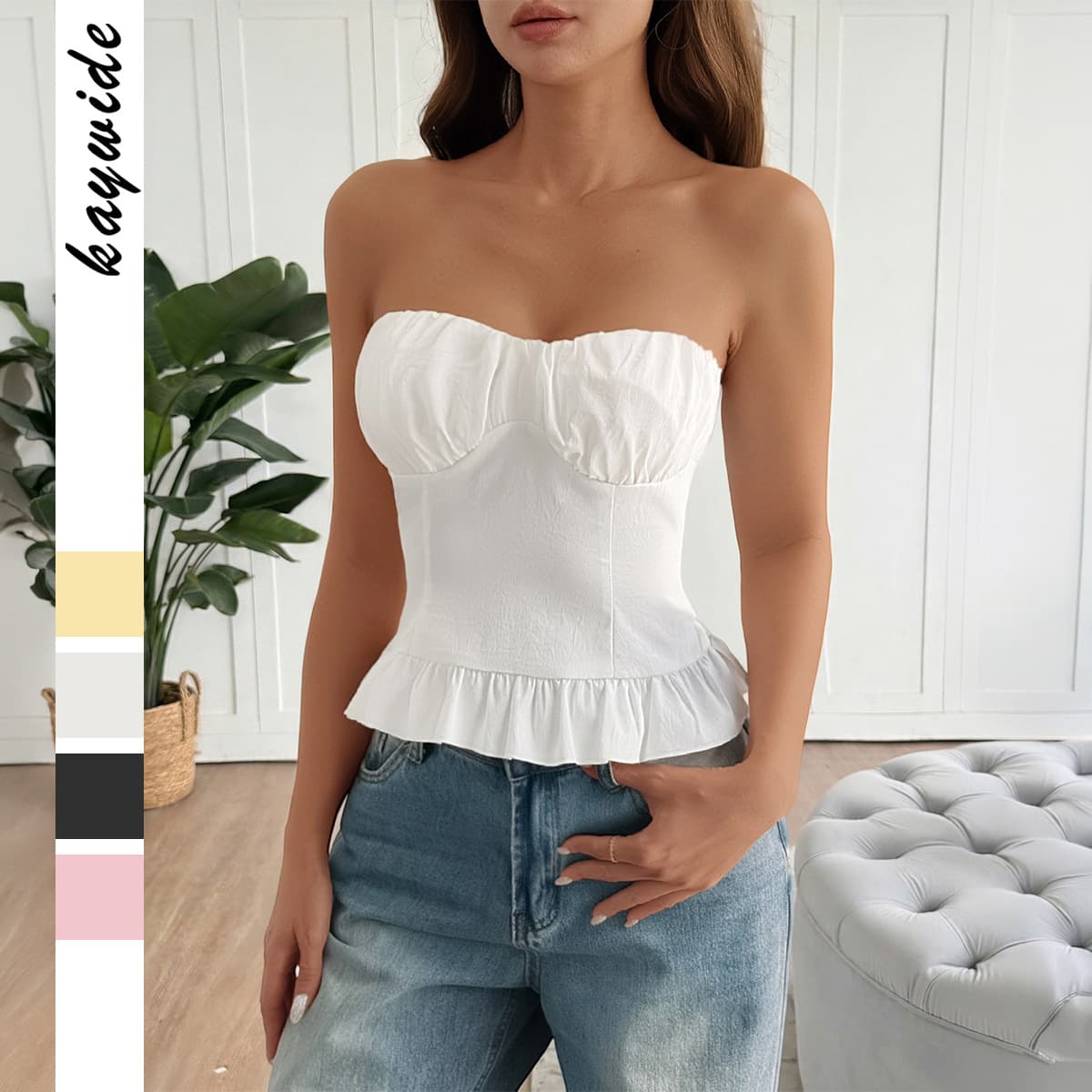 Spicy Девојки Стил Моден -Рамен Маица Без Ракави color variant