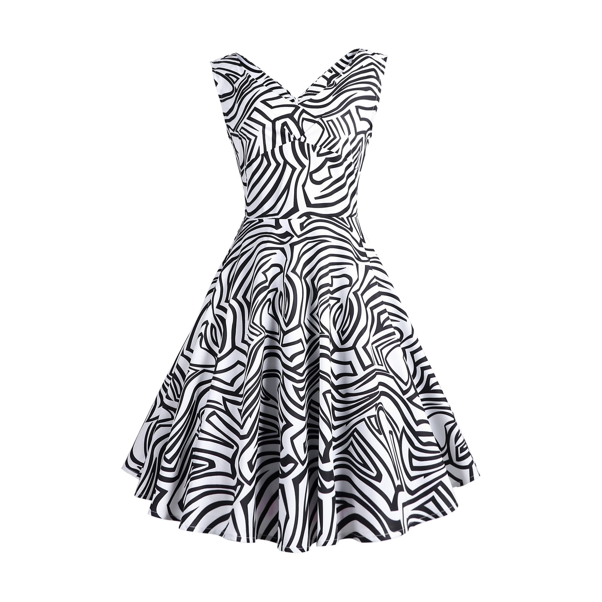 Ретро Принтан Макси Без Ракави Фустан Женски color variant