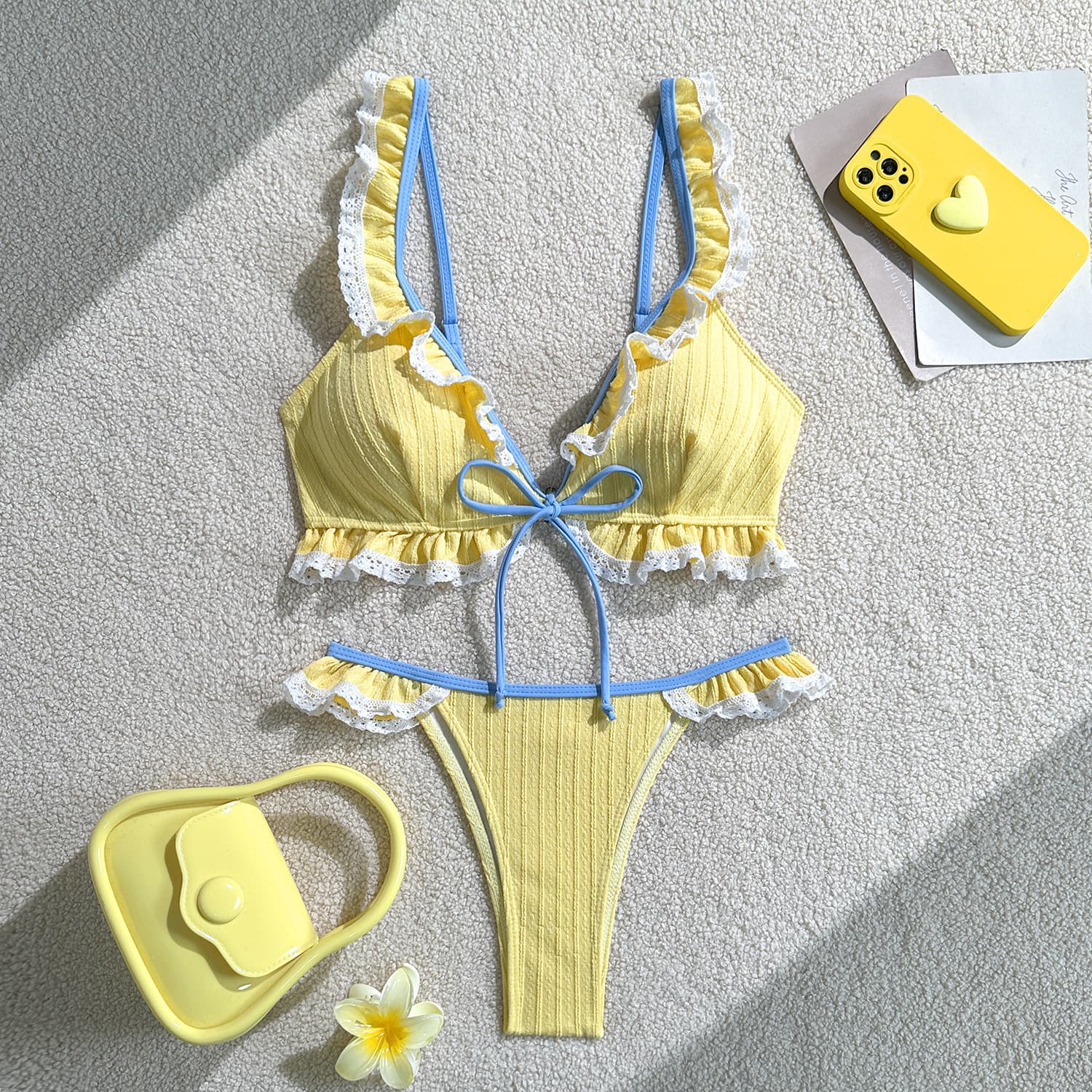 Секси Еднобоен-Боја Strappy Капини Костим Женски Сет од Два Дела Bikini color variant