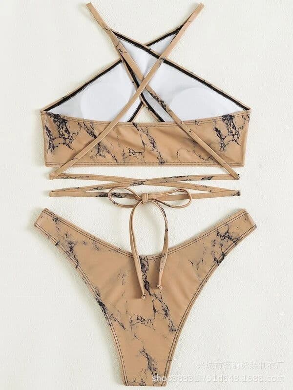 Секси Женски Моден Без Грб Marble-Со Принт Bikini color variant
