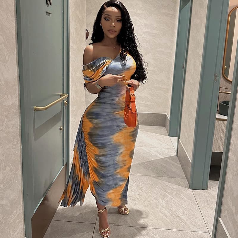 European and American-style Off-shoulder Bodycon Dress 1