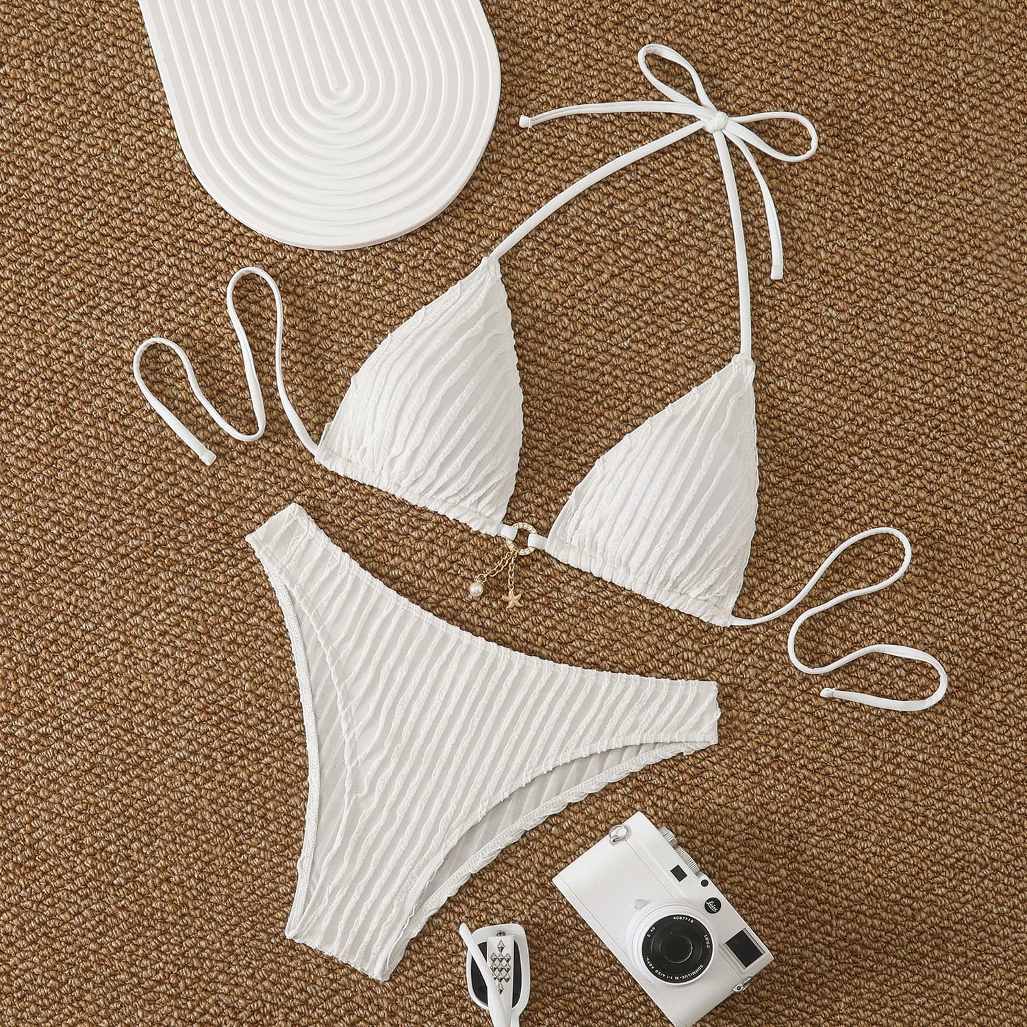 Special Fabric Drawstring Трегери Капини Костим Женски Bikini color variant