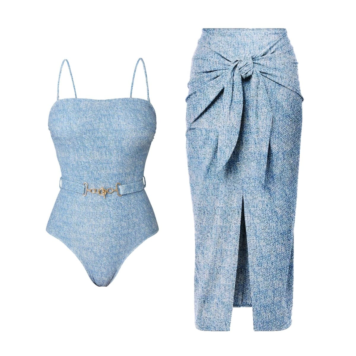 Triangular Секси Фармерски Принтан Сет од Два Дела Капини Костим Сет за color variant