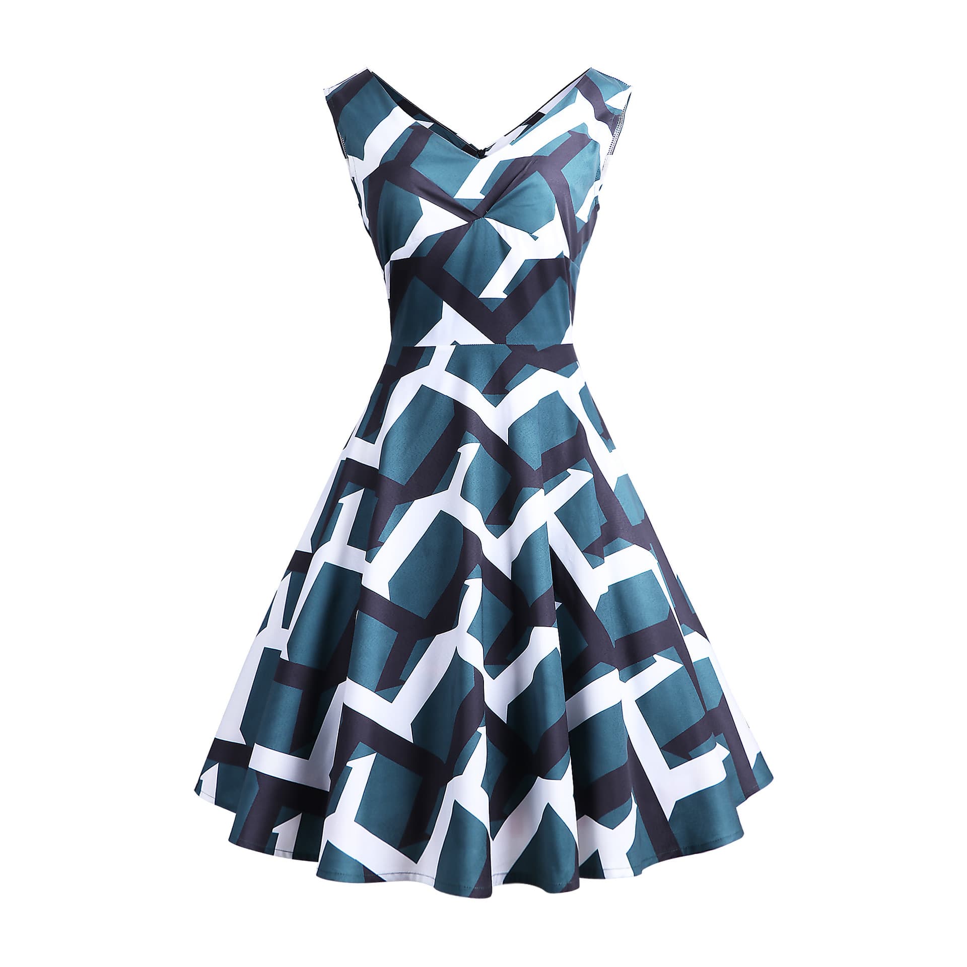 Ретро Принтан Макси Без Ракави Фустан Женски color variant