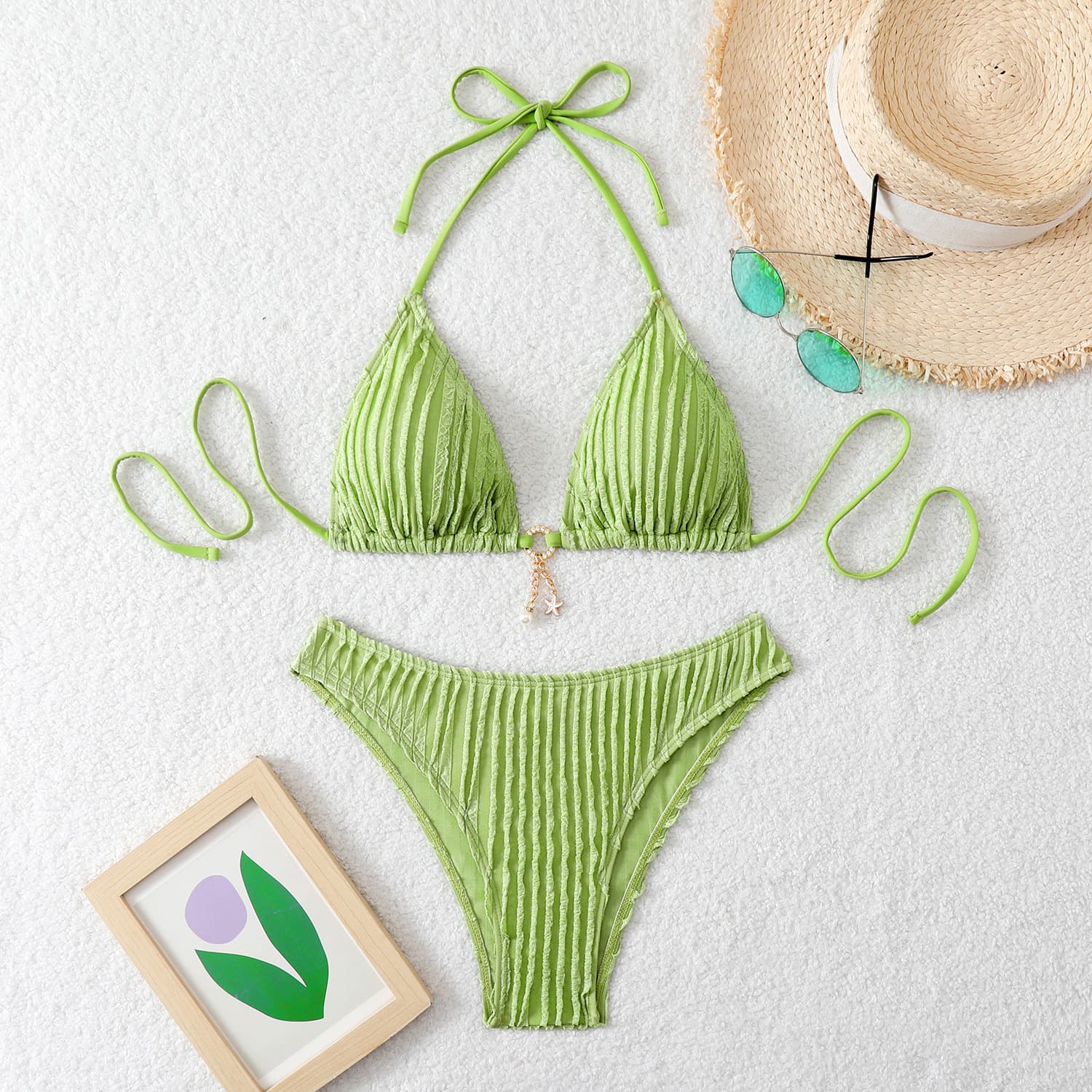 Special Fabric Drawstring Трегери Капини Костим Женски Bikini color variant