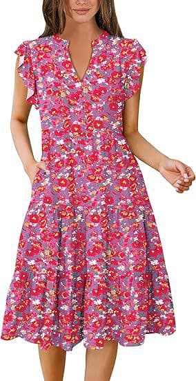 Лето Елегантен Принтан Фустан со Карнерест Ракав color variant