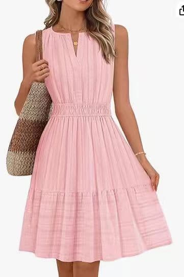 Прилепен-Струк Round-Деколте Мини V-Деколте Плисиран Памук-Ланен color variant