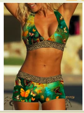 3d-Принтан Сет од Два Дела Капини Костим Bikini Плажа Сет color variant