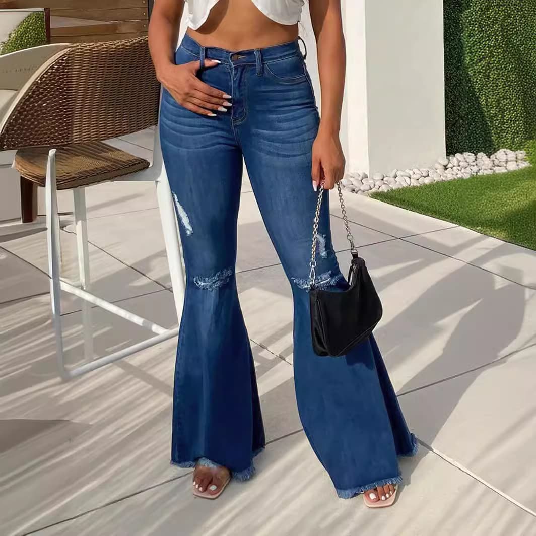 Autumn and Winter New Ladies Mid Waist Slim Jeans 1