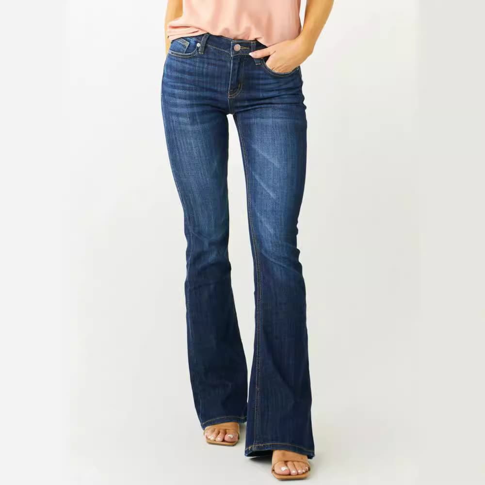 Mid Waist Slim-fit Stretch Flared Jeans 1