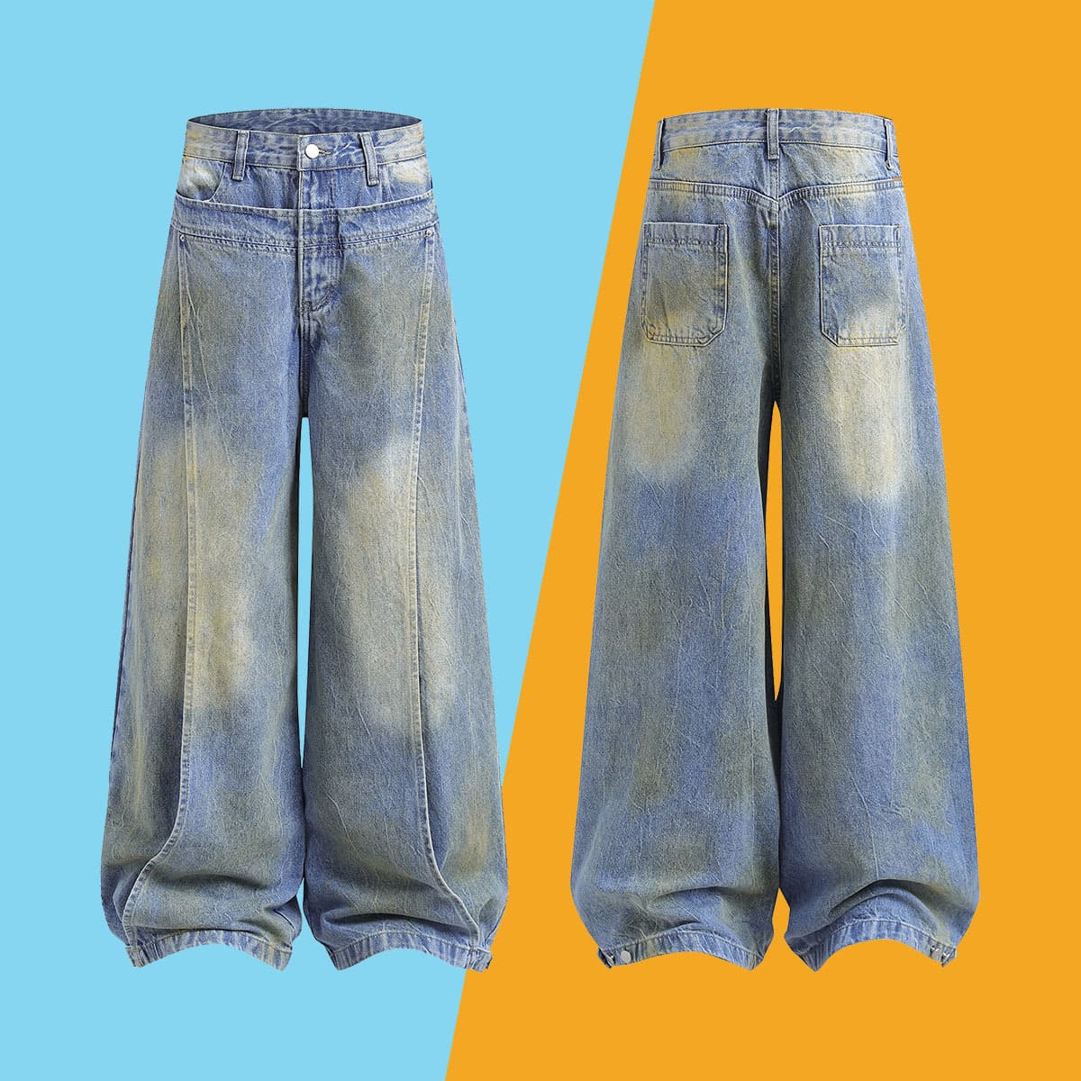 Brand Deconstruction Stitching Design Wide-leg Trousers 1