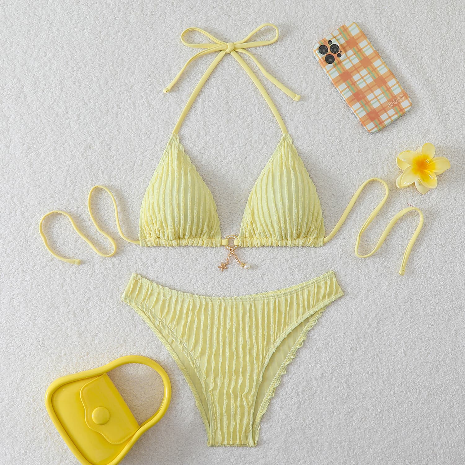 Special Fabric Drawstring Трегери Капини Костим Женски Bikini color variant