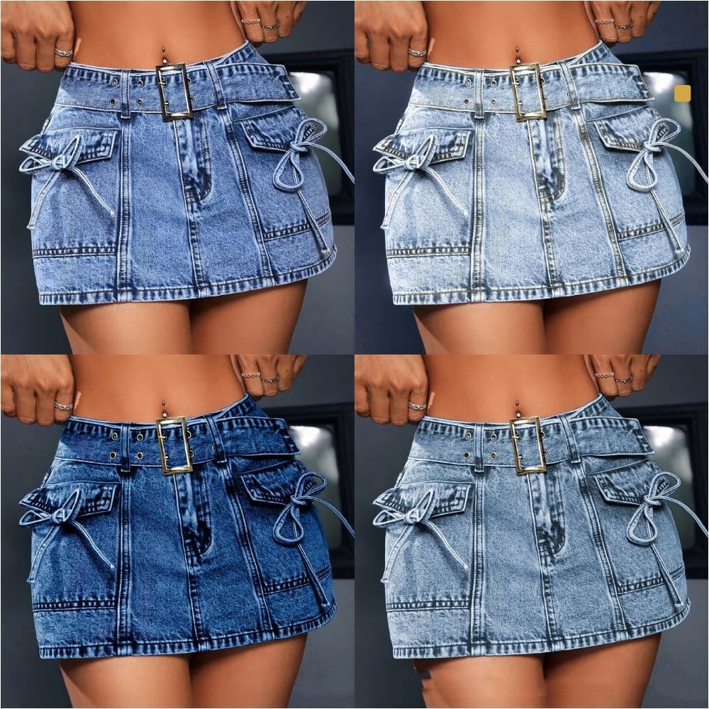 High-elasticity Mid-waist Short Denim Shorts 1