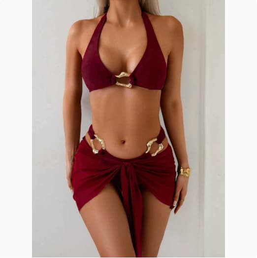 Висок Струк Секси Bikini на Врат Капини Костим Еднобоен-Боја color variant