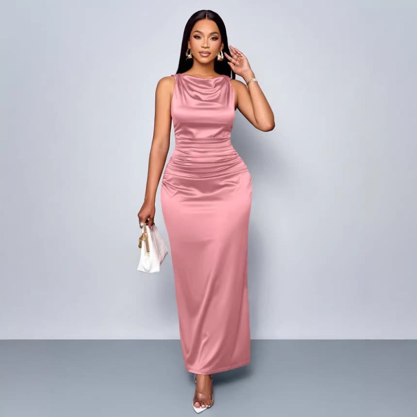 Без Ракави Принтан Карнерест Без Грб Фустан за Женски color variant